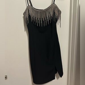 Dynamite Black Dress with Silver dangling rhinestones
